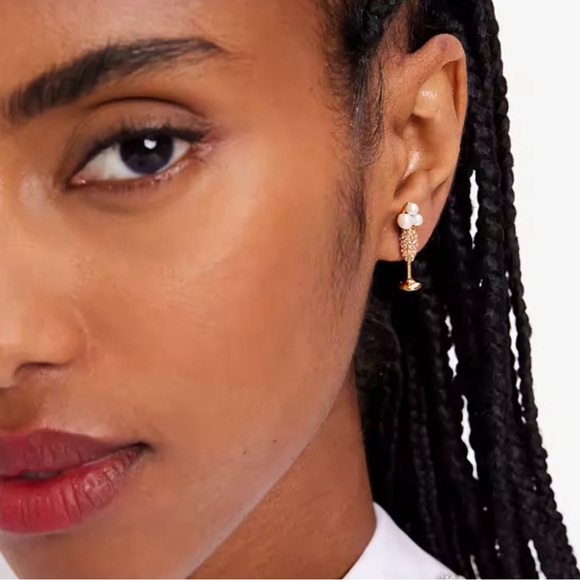 Kate Spade NWT Cheers To That Champagne Studs with Dustbag - Picture 2 of 7